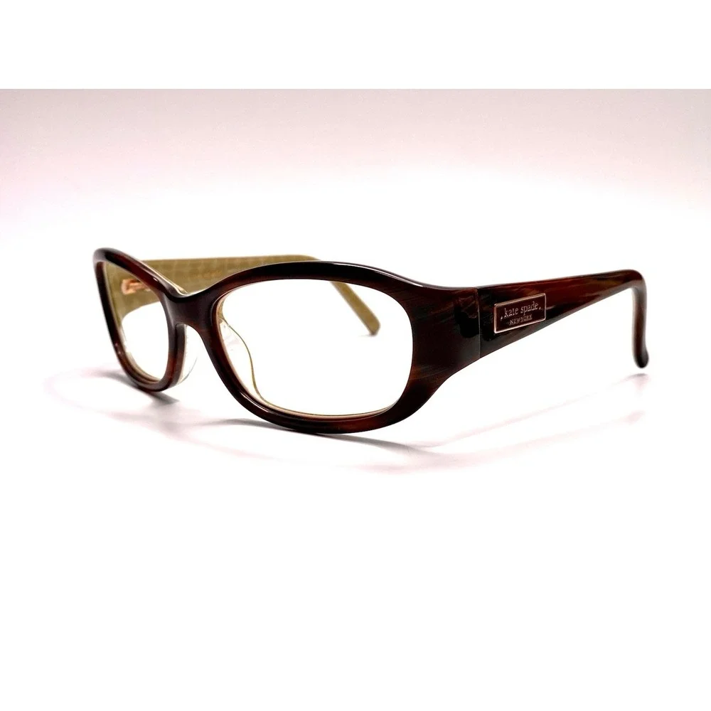 NEW Kate Spade NY Brown Oval Wrap Glasses Green Interior Italy DEE/S 54 17 120
